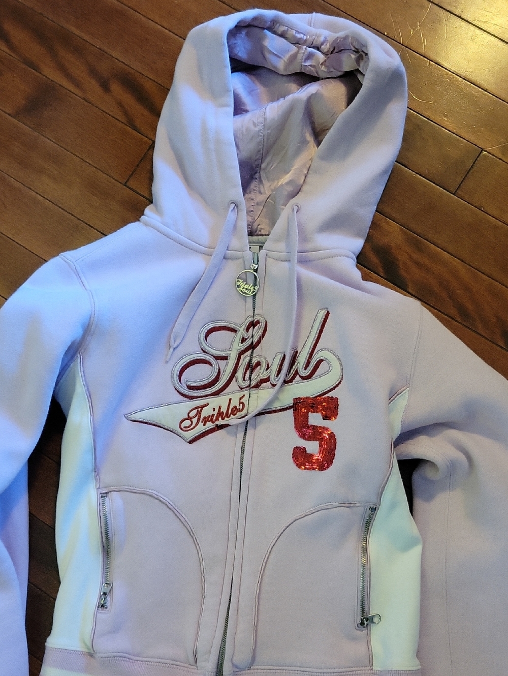 Triple Five Soul Lavender Hooded Zip-Up Sweatshirt with Red Sequin 5